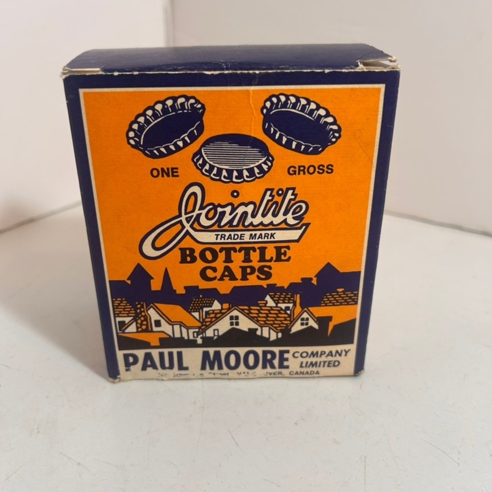 Vintage Jointite Bottle Caps Paul Moore‎ Co Vancouver One Gross Crown Caps Box